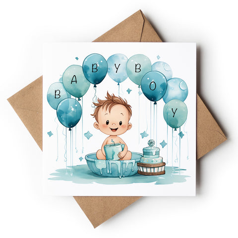 Baby Boy With Blue Balloons