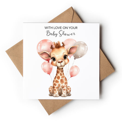 Baby Shower - Giraffe With Balloons