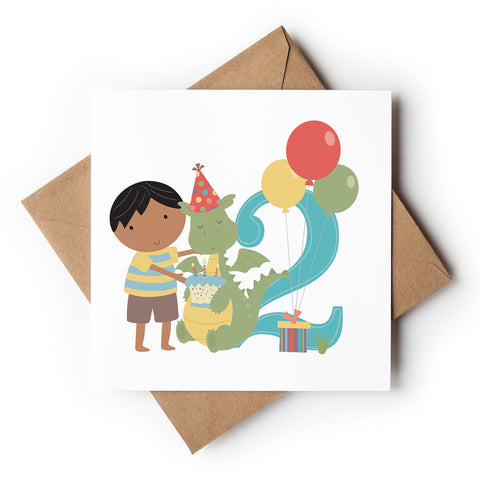 Age 2 Birthday Boy And Dragon