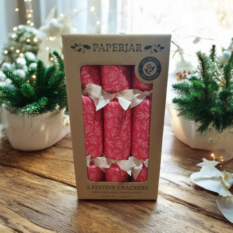 Xmas Crackers - Box of 6 - Christmas Holly And Ferns