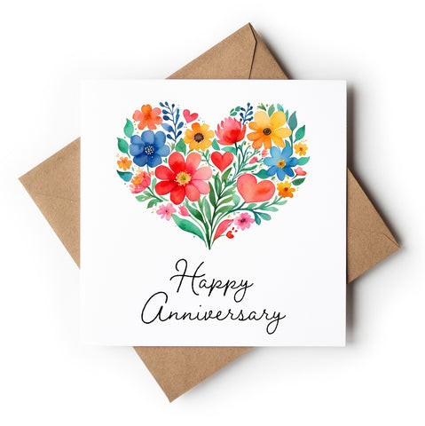 Happy Anniversary Flower Heart