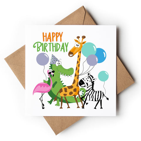 Happy Birthday Safari Animals