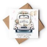 Congratulations Wedding Day Vintage Car