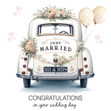 Congratulations Wedding Day Vintage Car