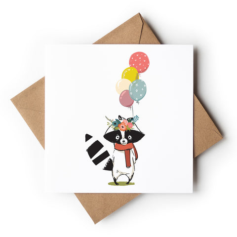 Raccoon With Balloons