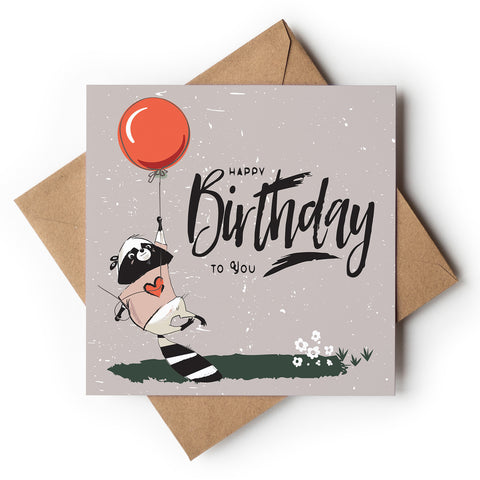 Raccoon With Red Balloon