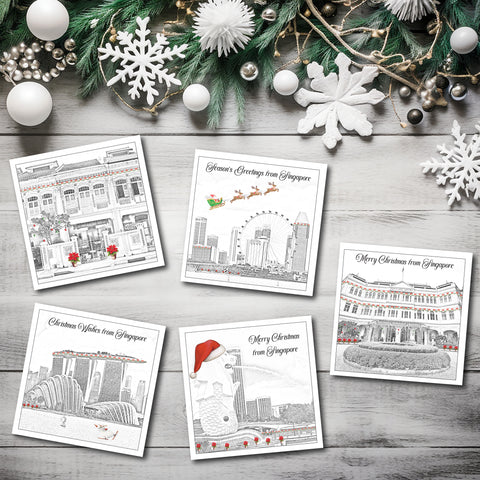 Singapore Themed Christmas Collection Box Set (Black And White)
