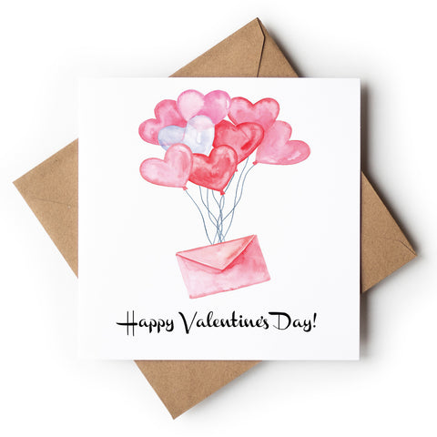 Valentine Envelope With Heart Balloons