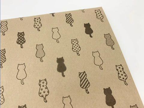 Cats - Recycled Kraft Wrapping Paper Sheet