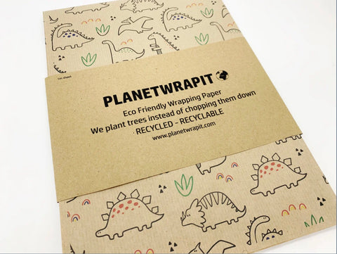Dinosaur - Recycled Kraft Wrapping Paper Sheet