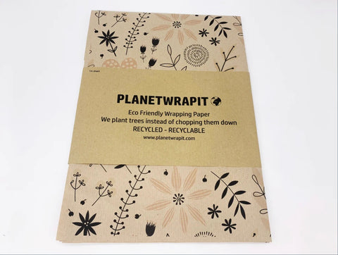 Spring Garden - Recycled Kraft Wrapping Paper Sheet