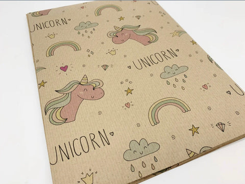 Unicorn - Recycled Kraft Wrapping Paper Sheet