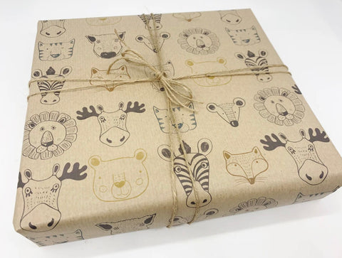 Wild Animals - Recycled Kraft Wrapping Paper Sheet